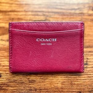 COACH Red Leather Card Holder Wallet